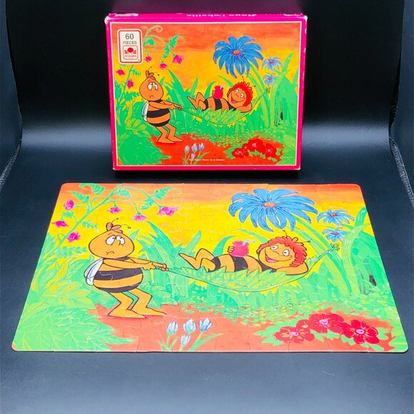 Vintage 70s Maya The Bee Jigsaw Puzzle: 60 pcs COMPLETE, GenX Cartoon Character - Picture 2 of 15